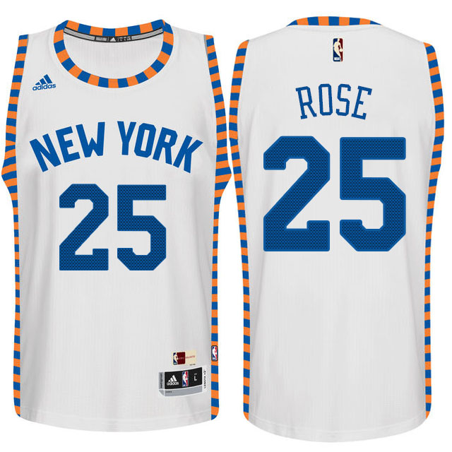 canotte nba derrick rose 25 con new york knicks bianca